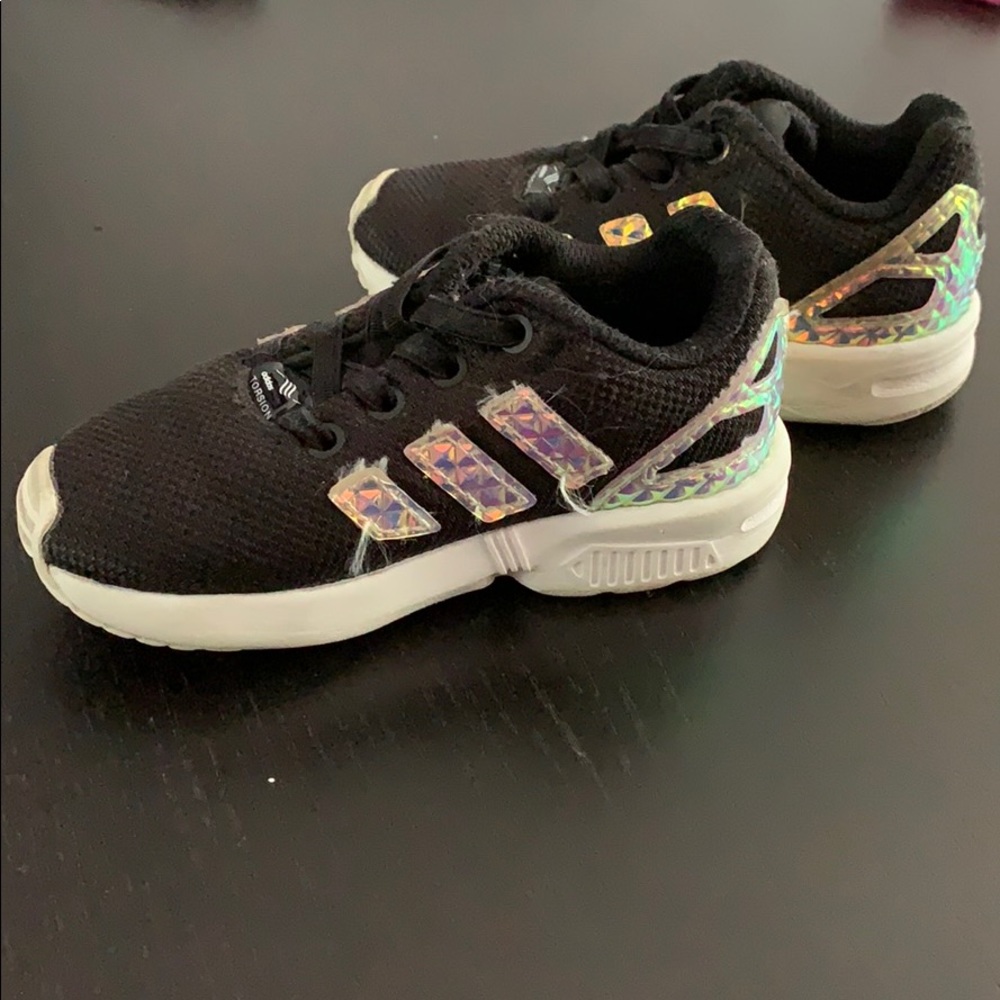 Toddler iridescent adidas zx flux sneakers